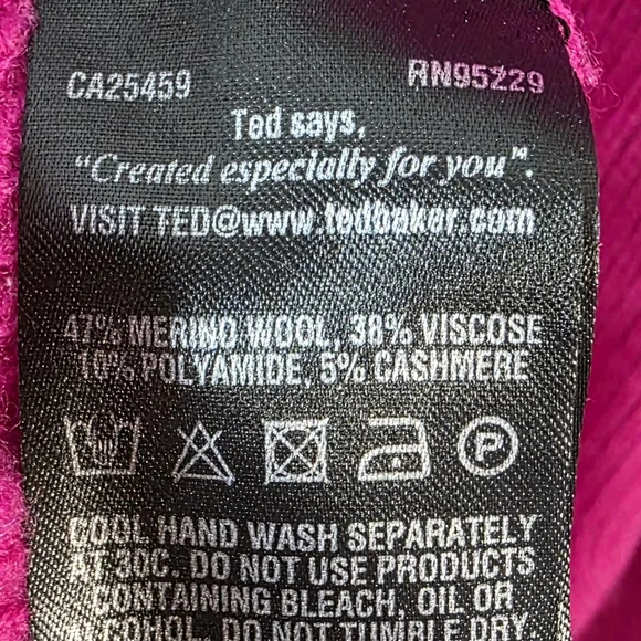 Ted Baker London Wool Cashmere Pink Bell Sleeve Peplum Knit Sweater Top Sz 2 - Picture 6 of 6